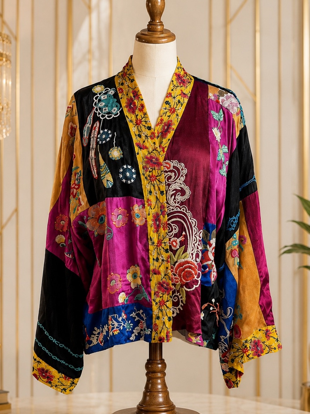 Johnny Was heavily embroidered silk reversible EEVANAH  kimono jacket NWT RARE